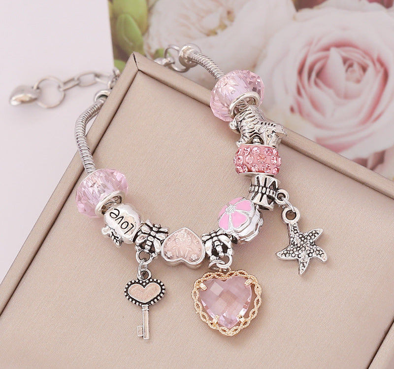 Wholesale DIY Love Crystal Glass Alloy Bracelet